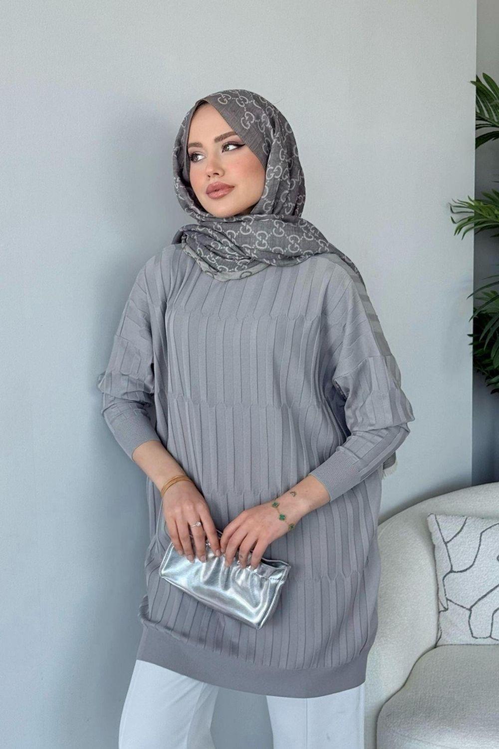 Baklava Desen Tunik Gri 2411000 