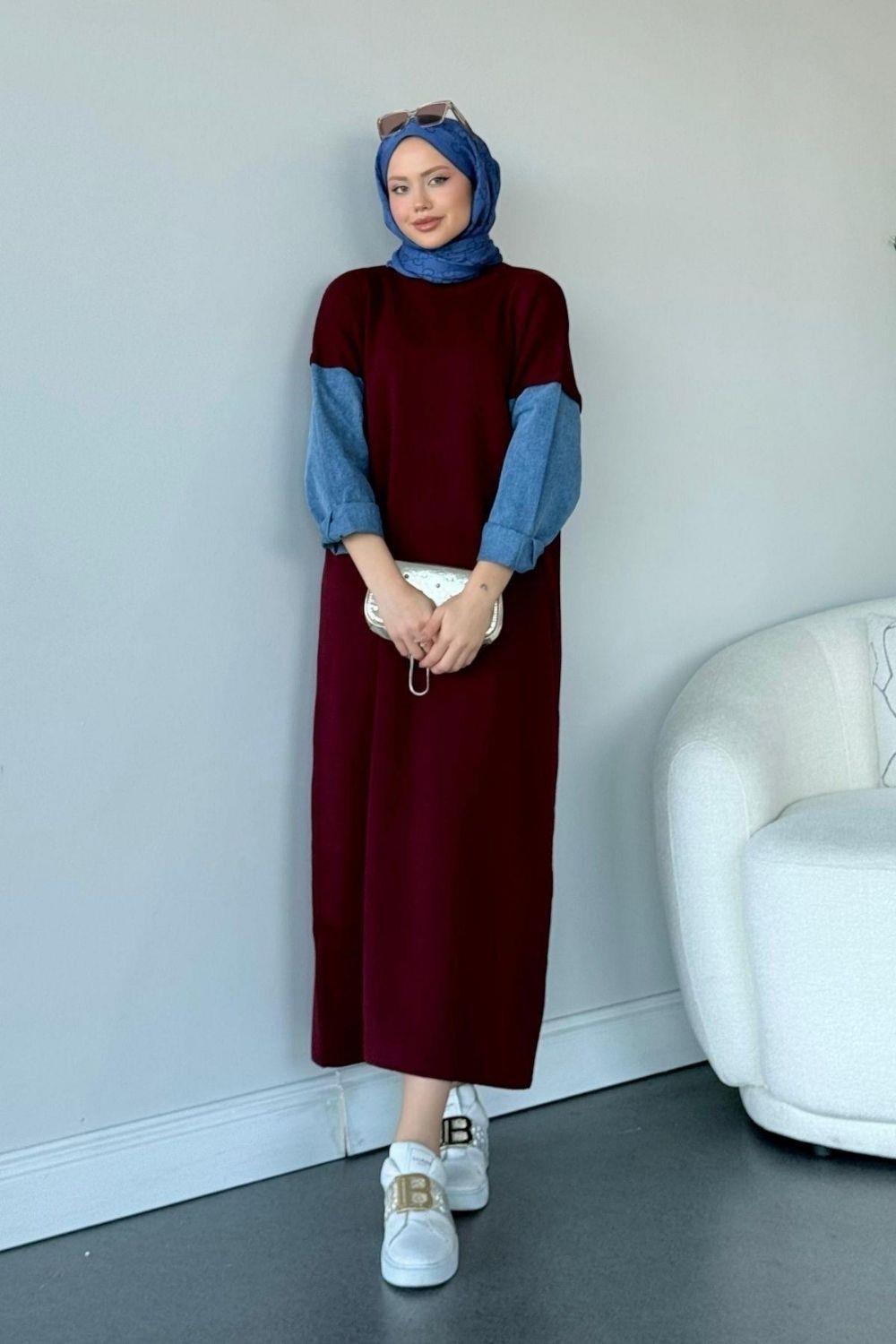 Leyal Triko Elbise Bordo 241200 