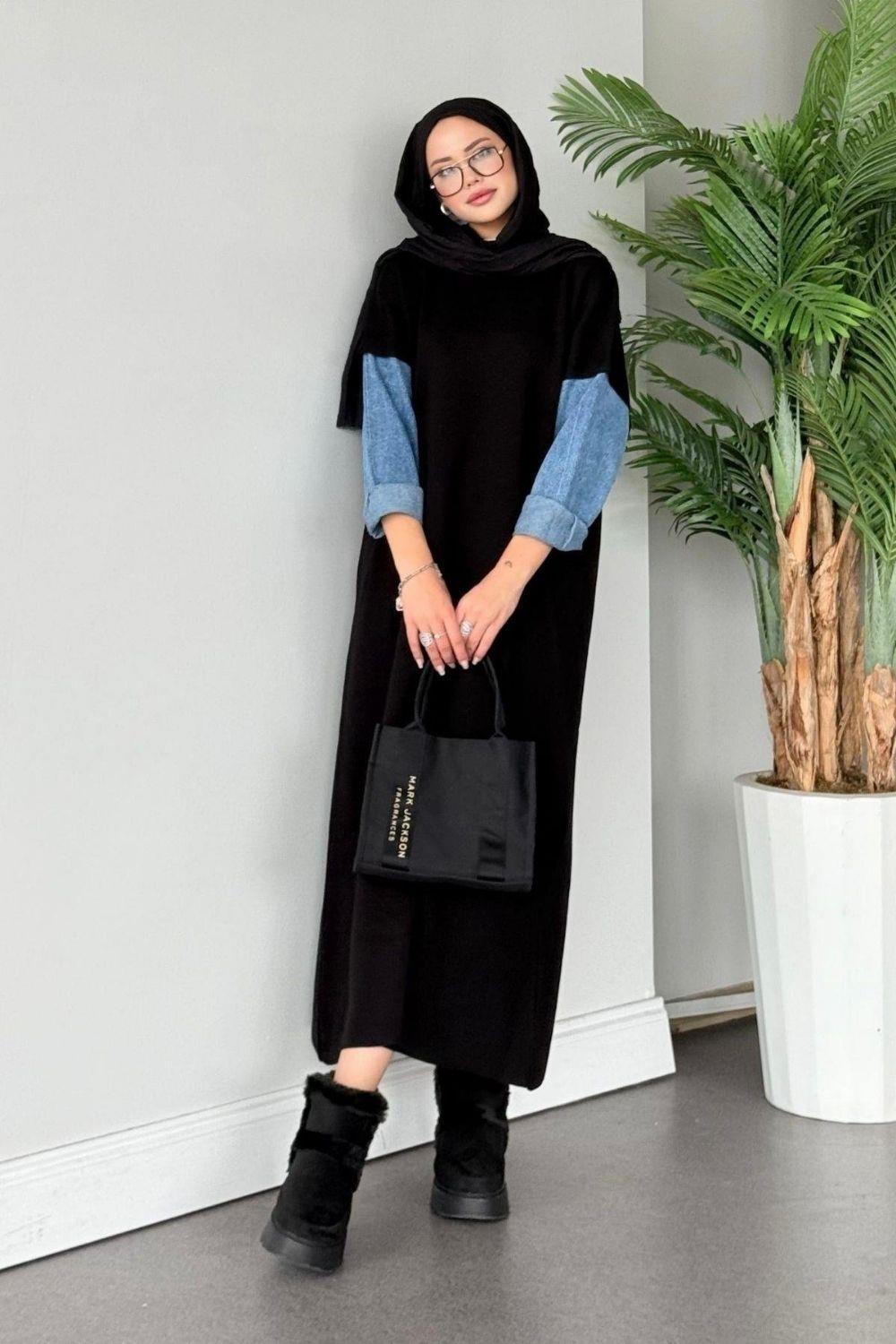 Leyal Triko Elbise Siyah 241200 