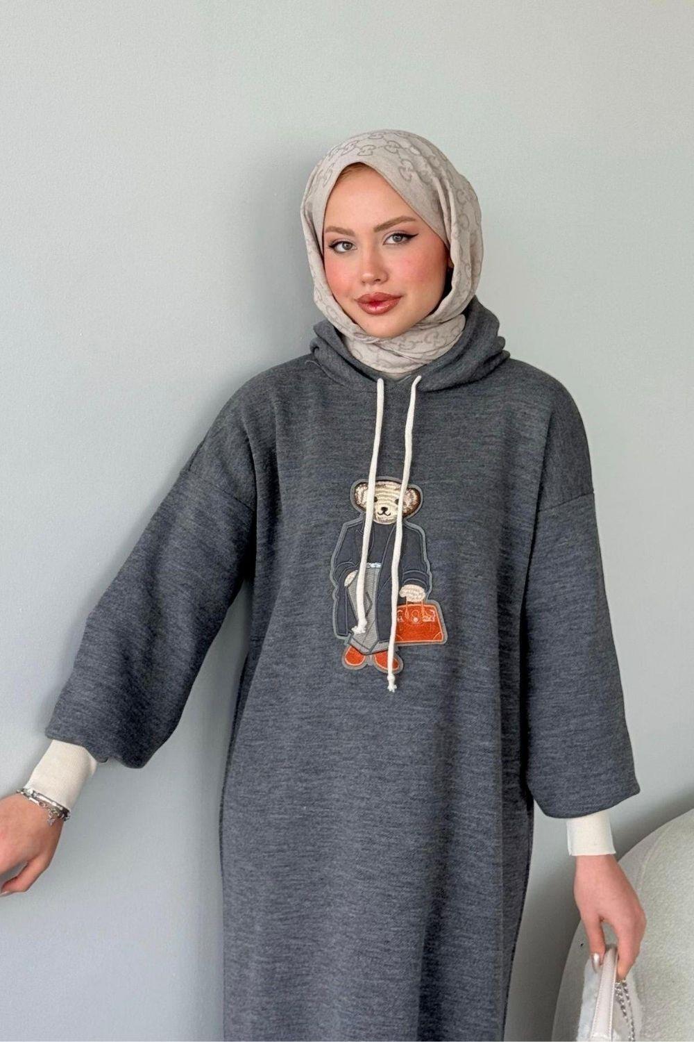 Ayıcıklı Spor Elbise Antrasit 241220 