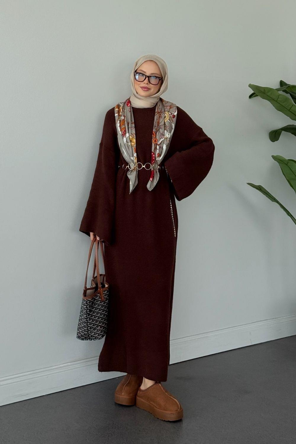 Kol Salaş Keçi Sakal Elbise Kahverengi 241360 