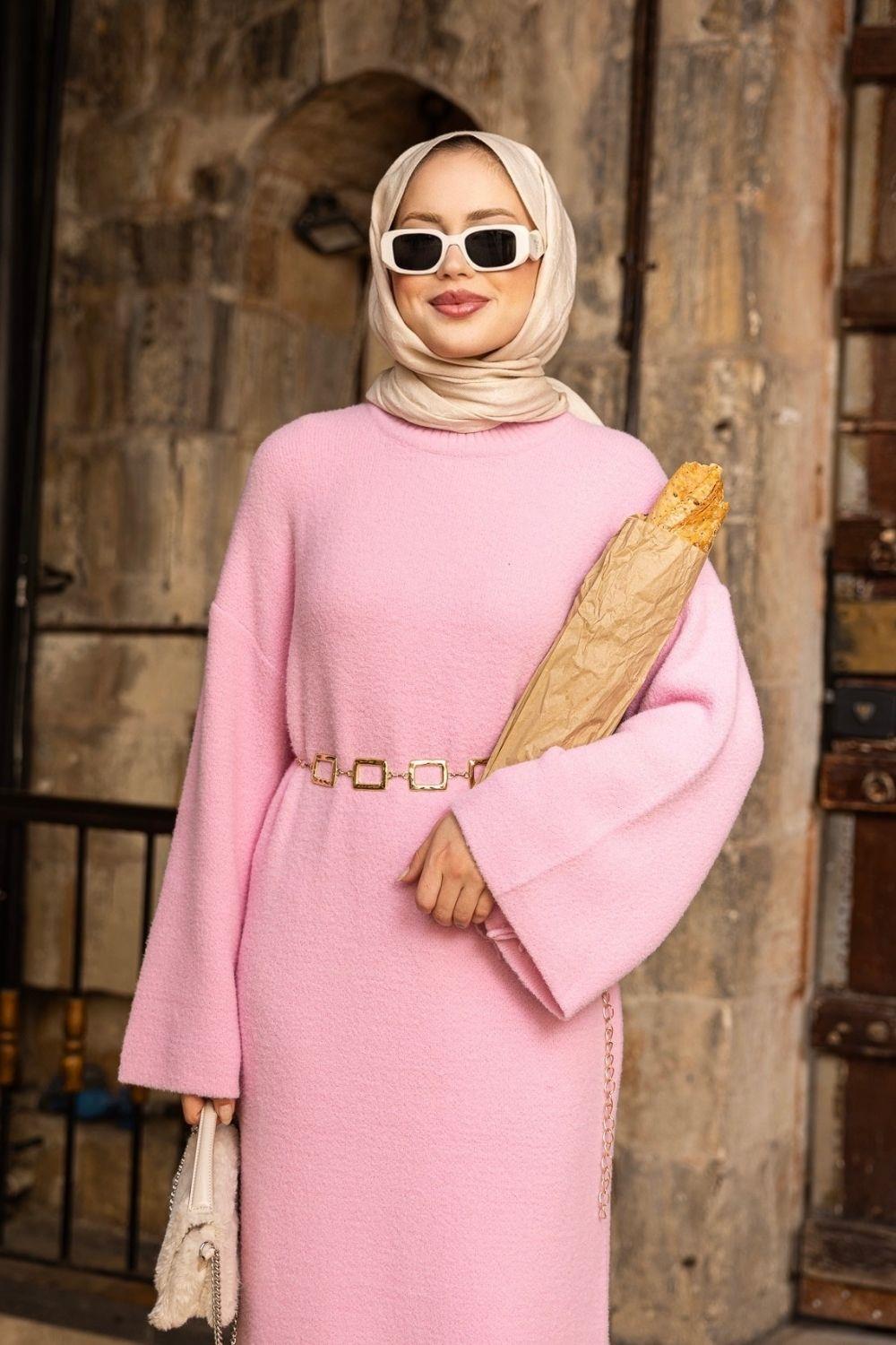 Kol Salaş Keçi Sakal Elbise Pembe 241360 