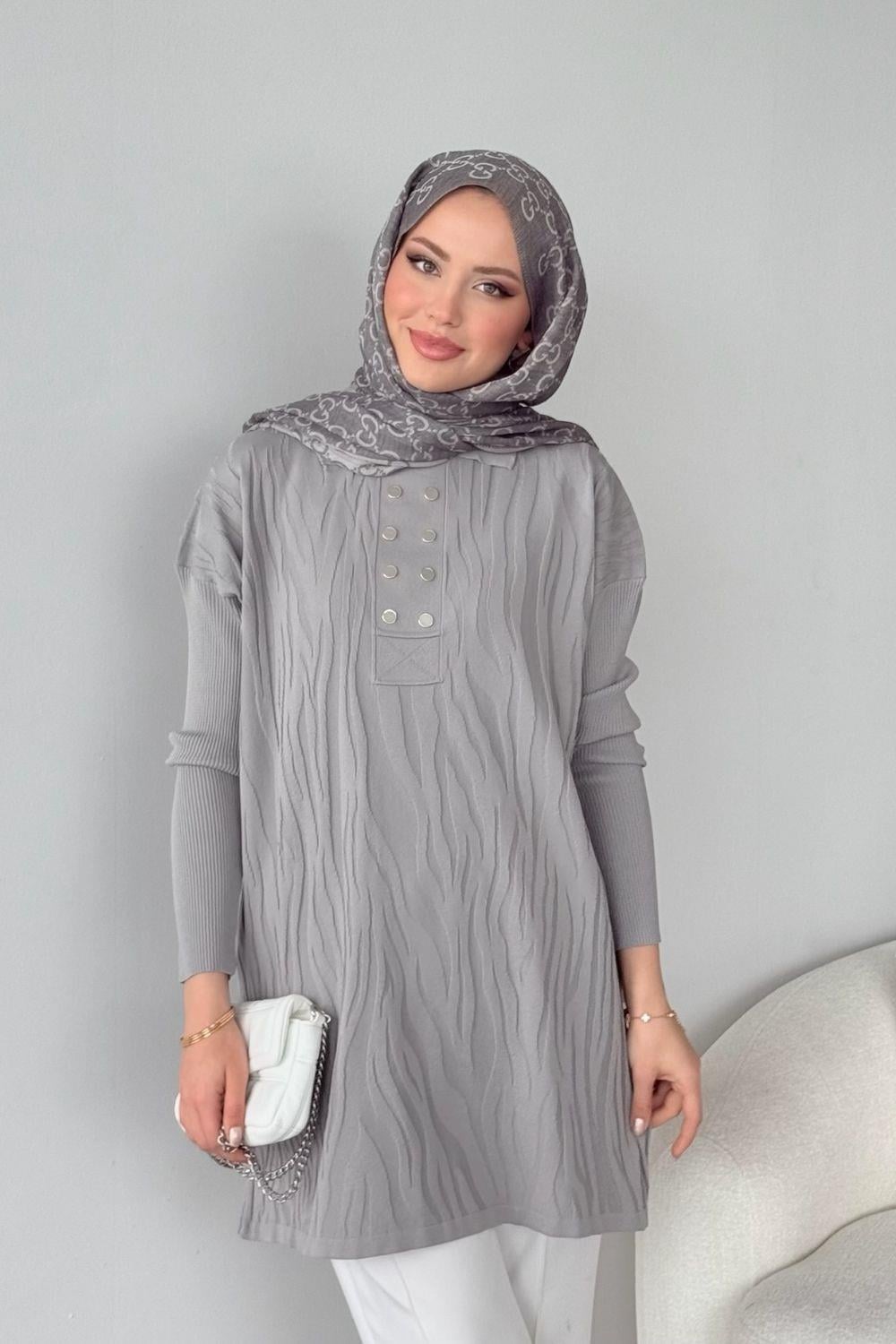 Zebra Desen Merserize Tunik Gri 241430 
