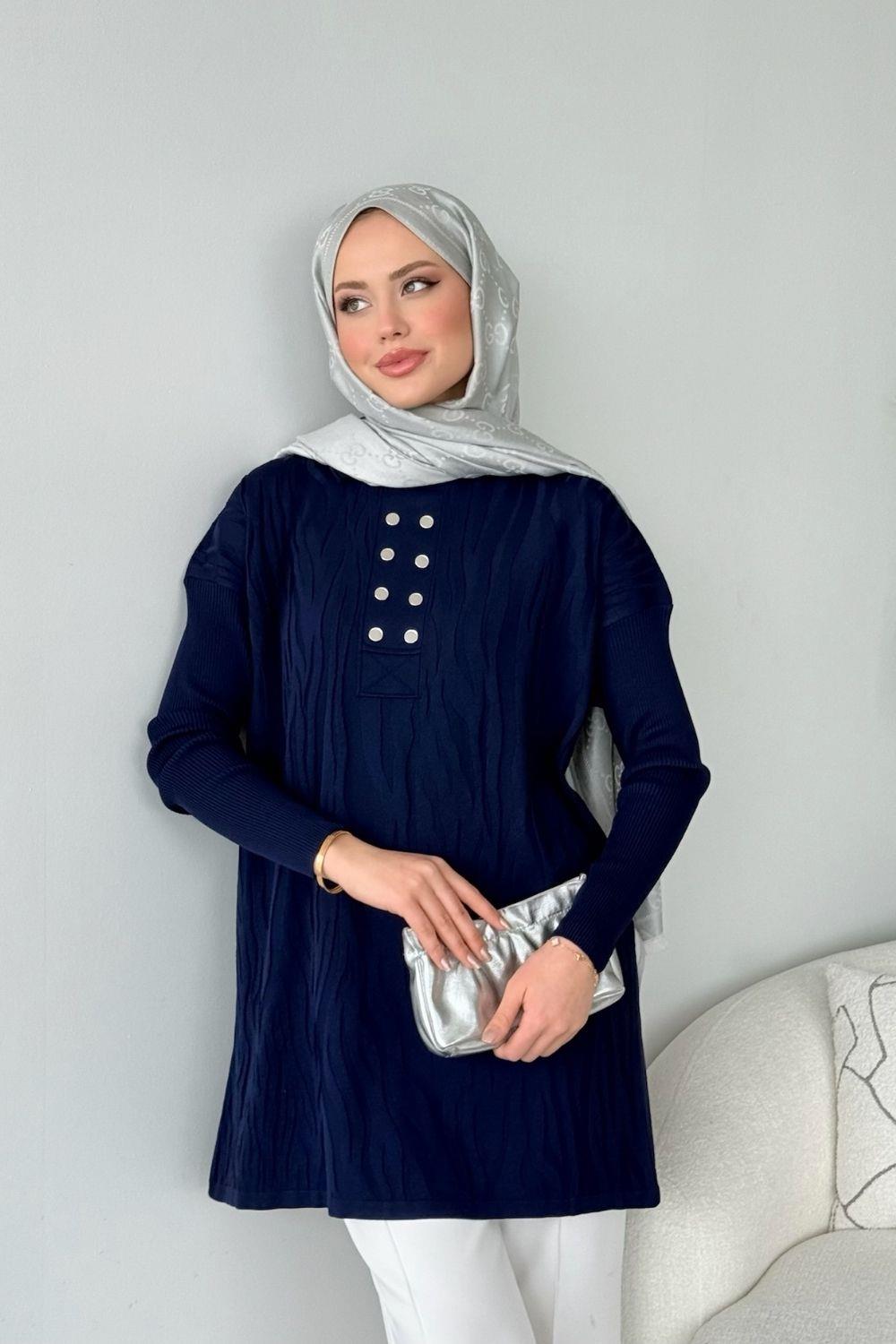 Zebra Desen Merserize Tunik Lacivert 241430 