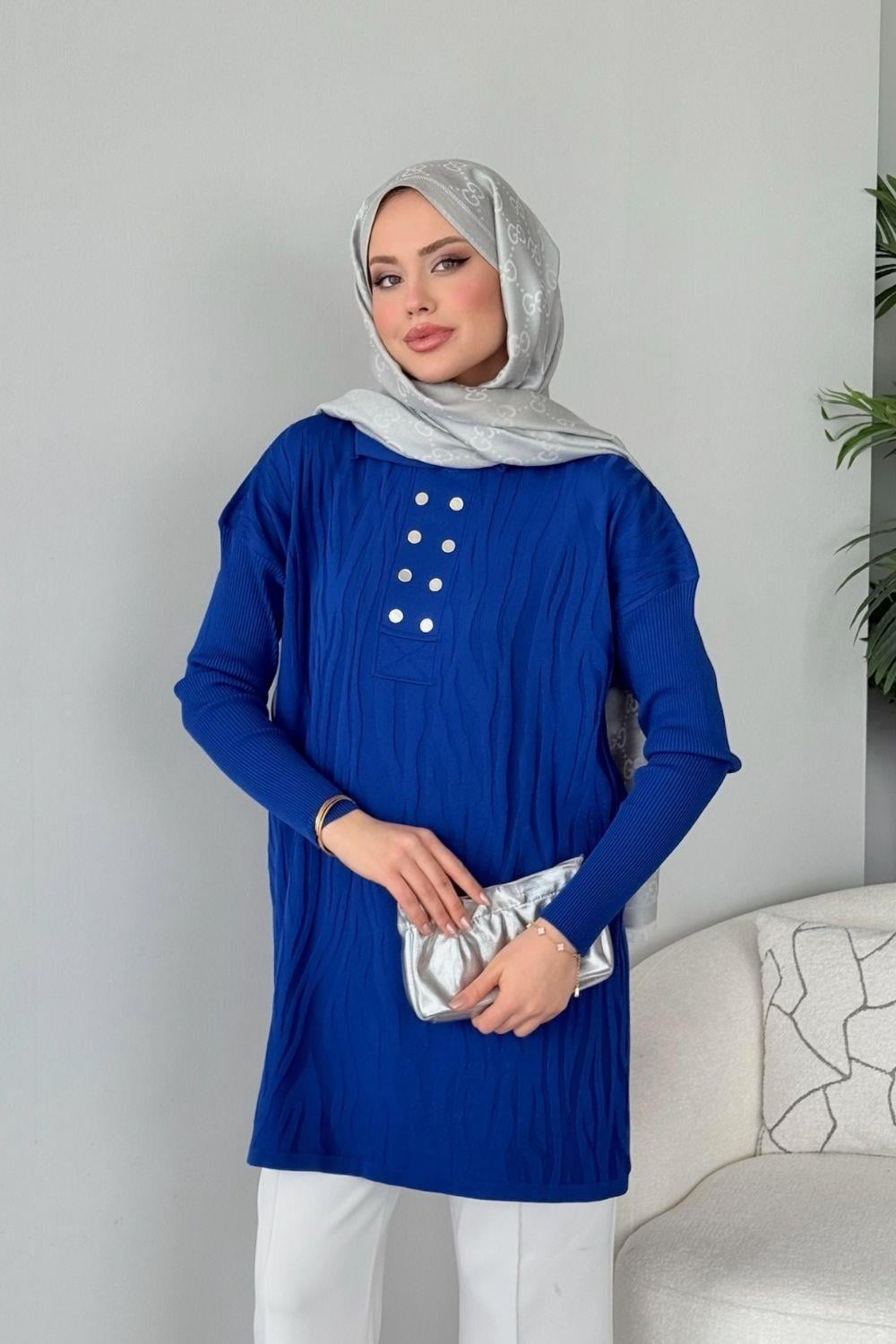 Zebra Desen Merserize Tunik Saks 241430 