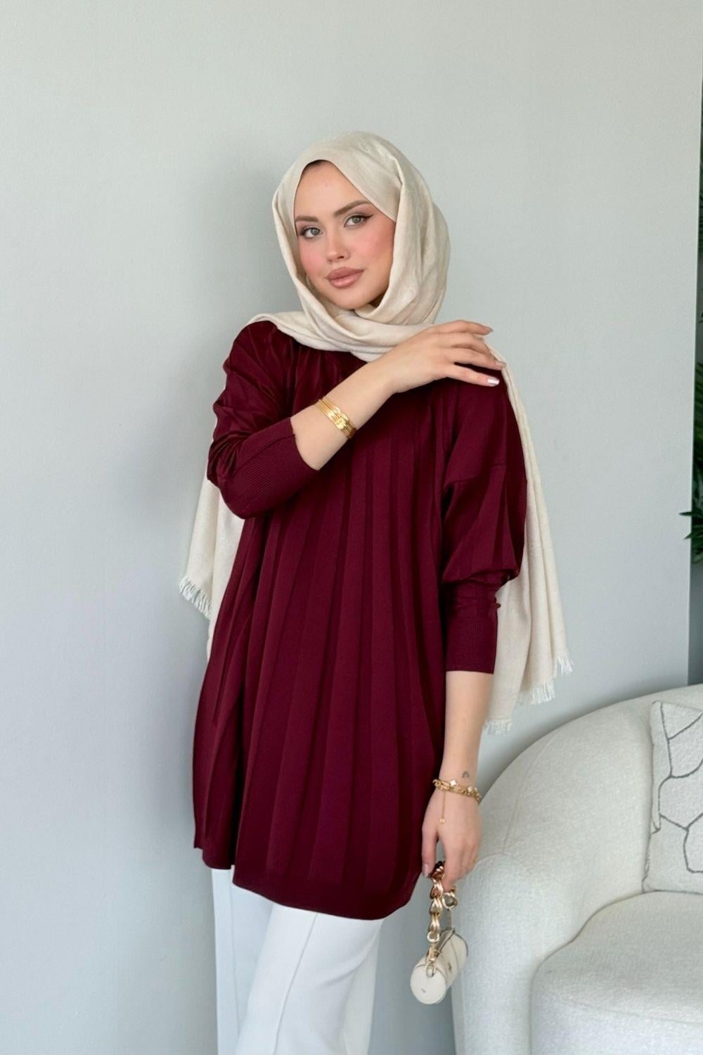 Gökkuşağı Merserize Tunik Bordo 241460 