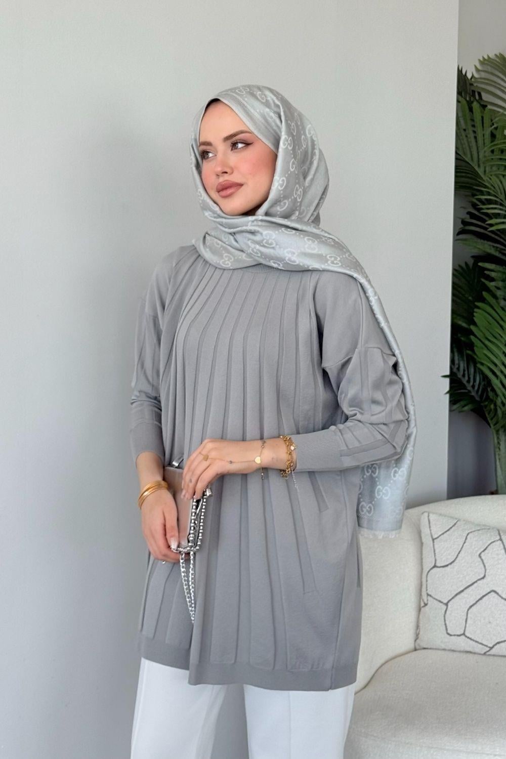 Gökkuşağı Merserize Tunik Gri 241460 