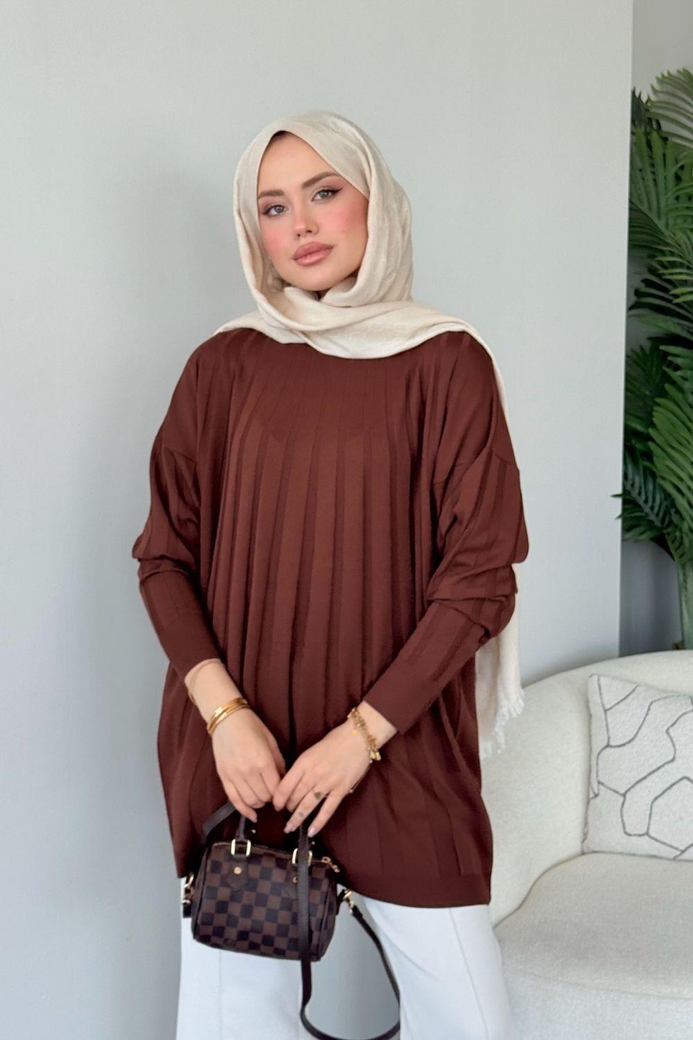 Gökkuşağı Merserize Tunik Kahverengi 241460 