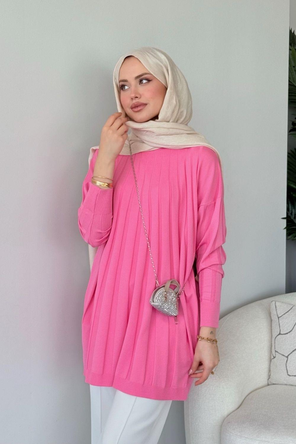 Gökkuşağı Merserize Tunik Pembe 241460 