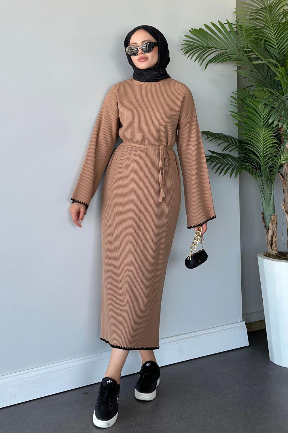 Zeynep Triko Elbise Camel 2420 