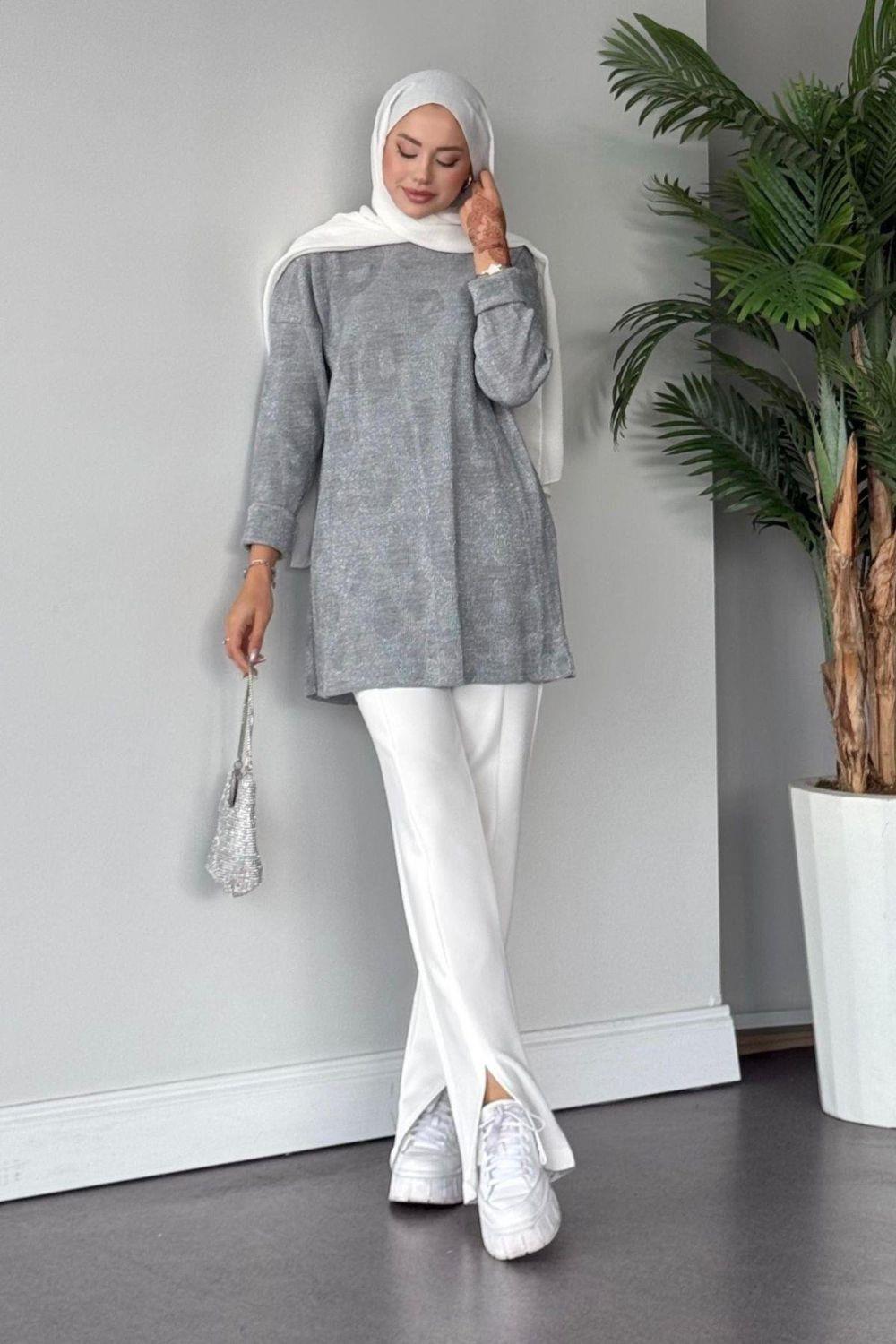 İthal Premium Kazak Gri 24360 