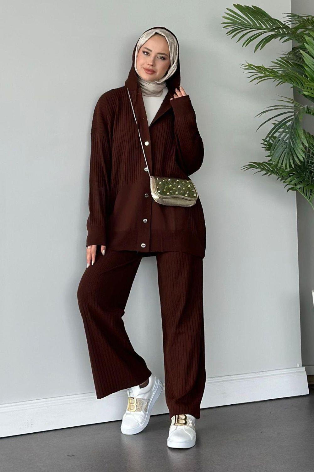 Minel Triko Takım Kahverengi 2440 