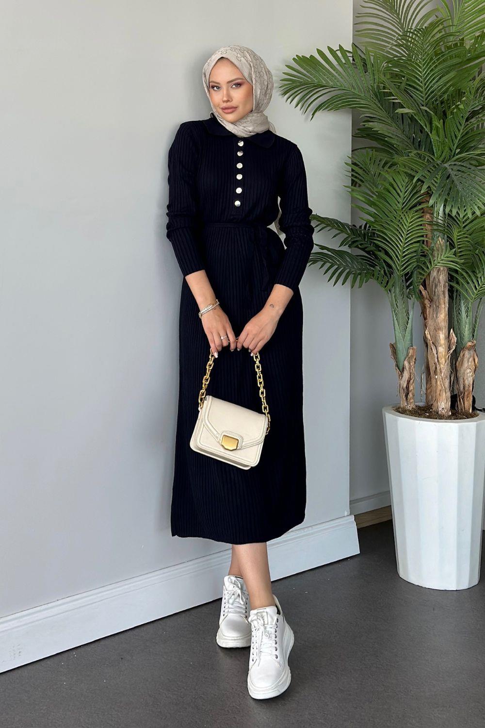 Madonna Triko Elbise Lacivert 24650 