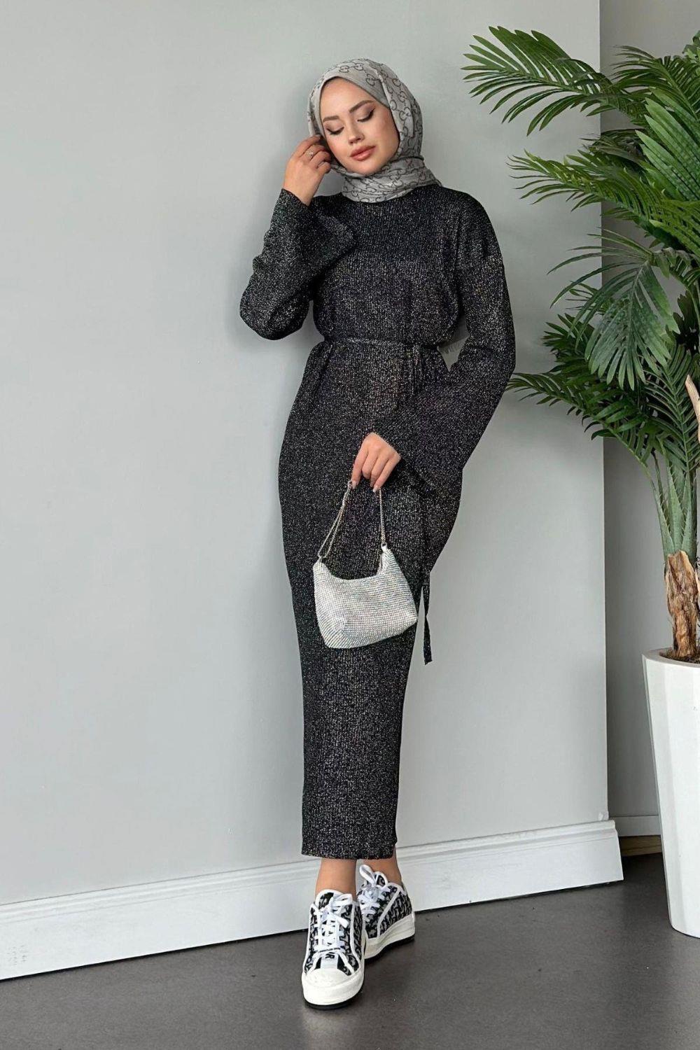 Nesya Triko Elbise Antrasit 24690 