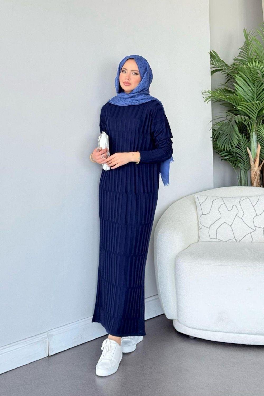 Dolgu Merserize Elbise Lacivert 247900 