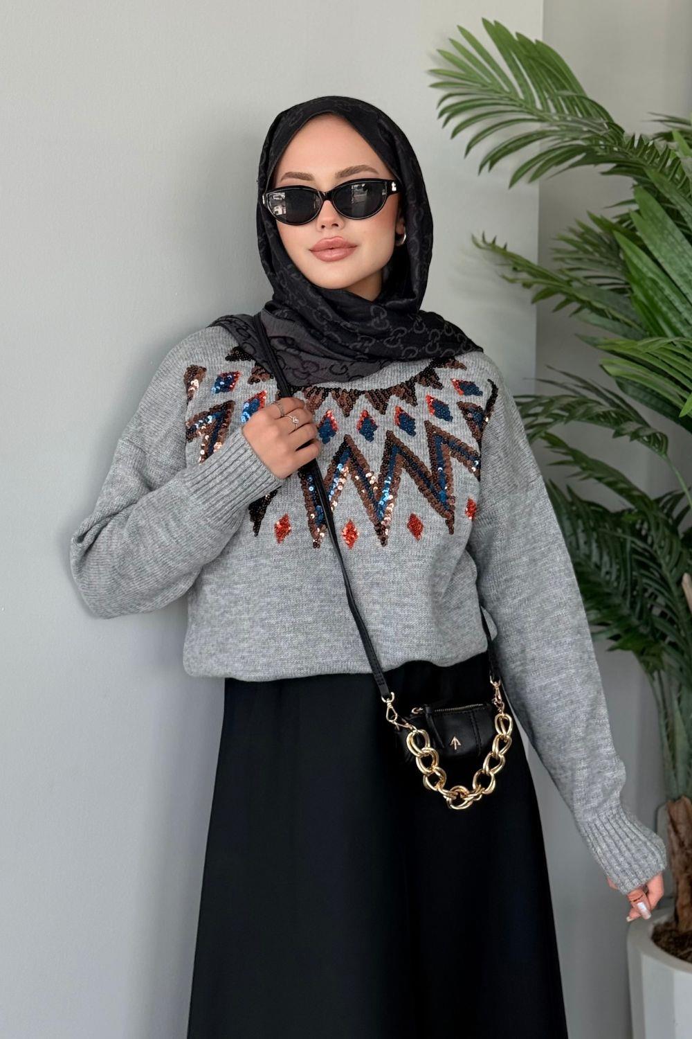 Elif Yumoş Kazak Gri 24820 