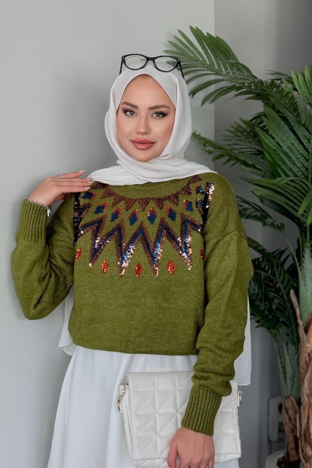 Elif Yumoş Kazak Yağ Yeşili 24820 