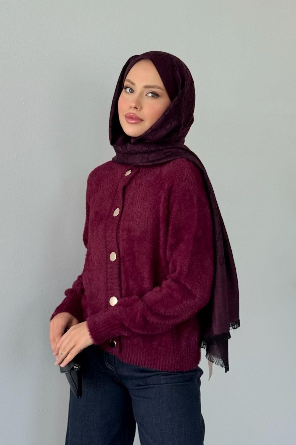 Çise Kedi Sakal Kısa Ceket Bordo 24840 