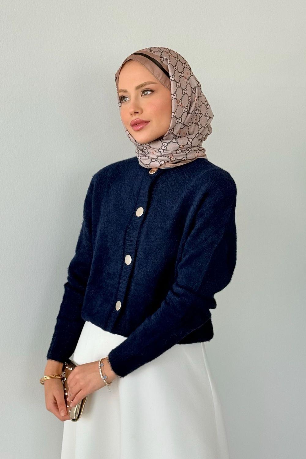 Çise Kedi Sakal Kısa Ceket Lacivert 24840 