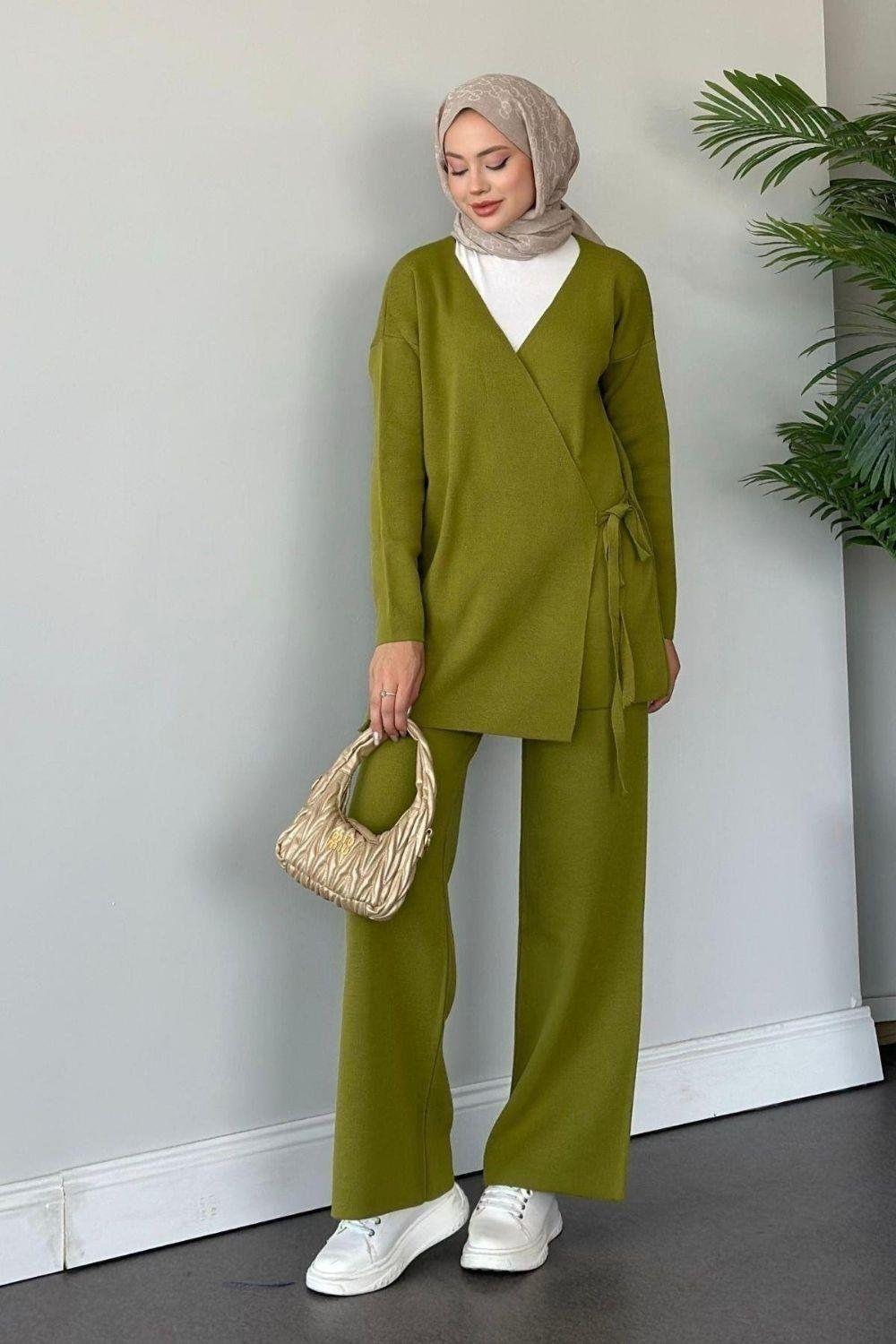 Maça İpli Triko Takım Yağ Yeşili 24970 