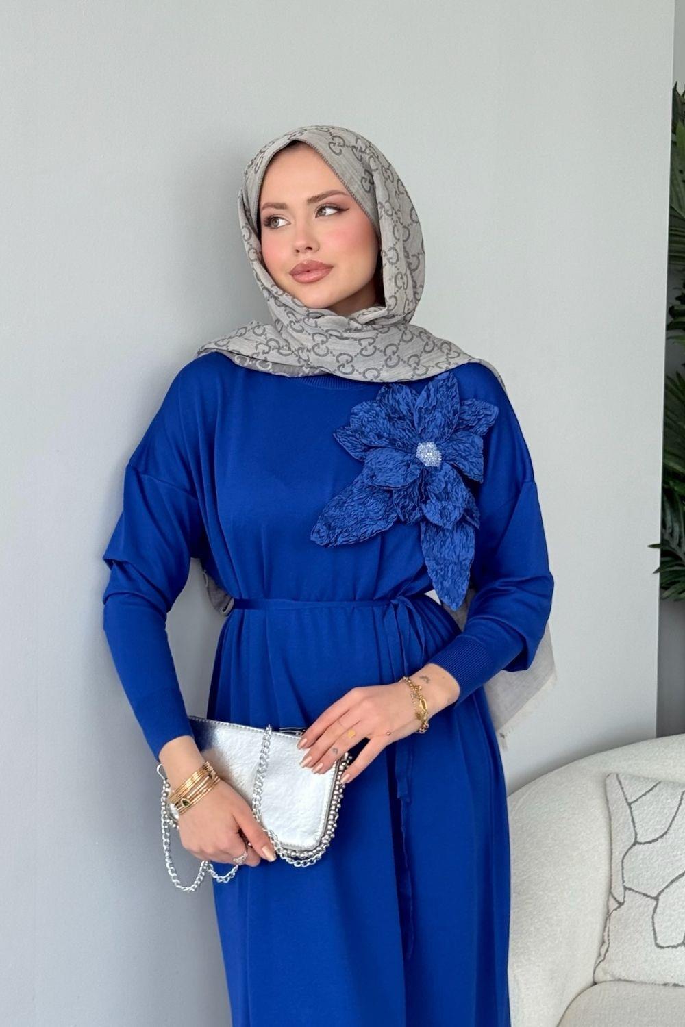 Zambak Merserize Elbise Saks 25110 