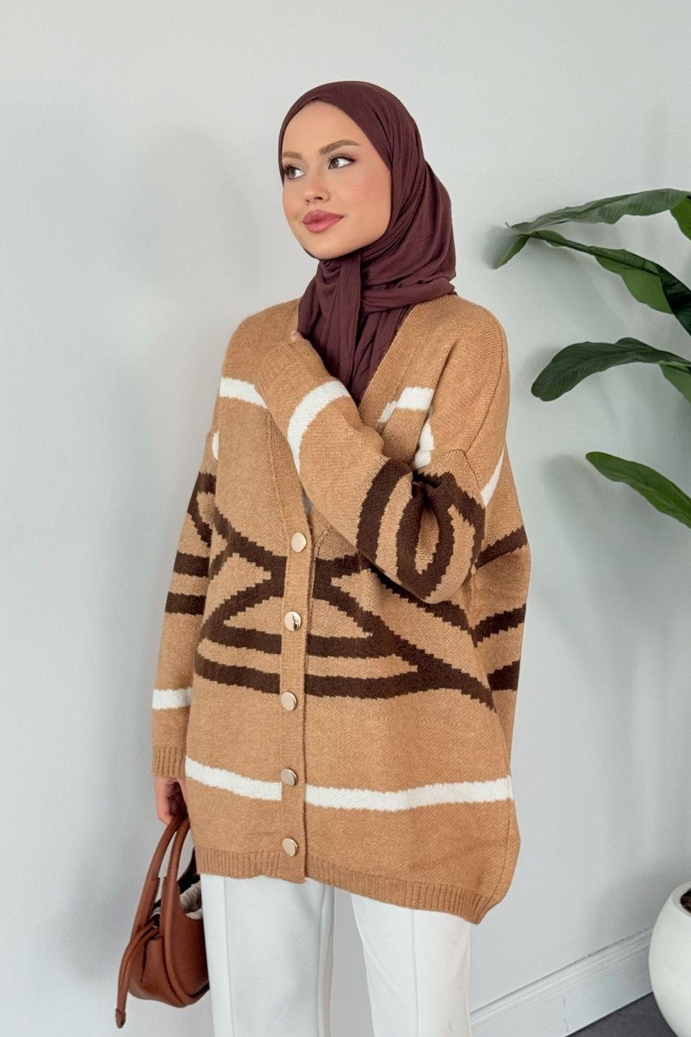 Tera Desen Yumoş Salaş Hırka Camel 25130 