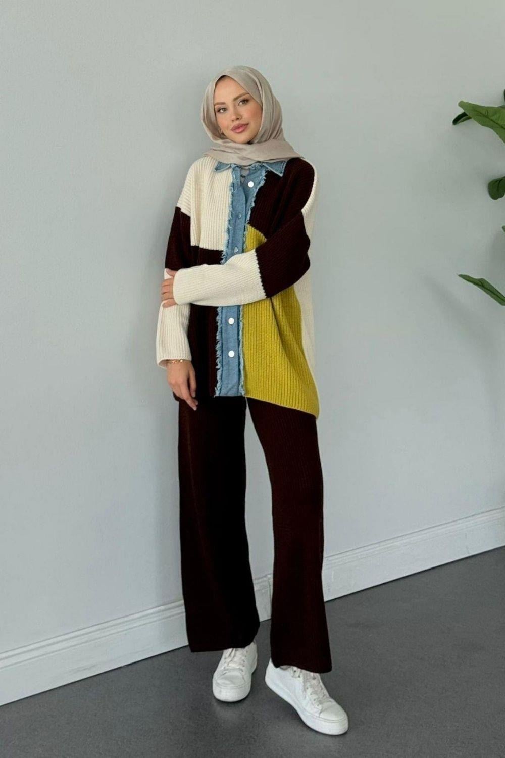 Olivia Kot Detaylı Takım Kahverengi 25140 