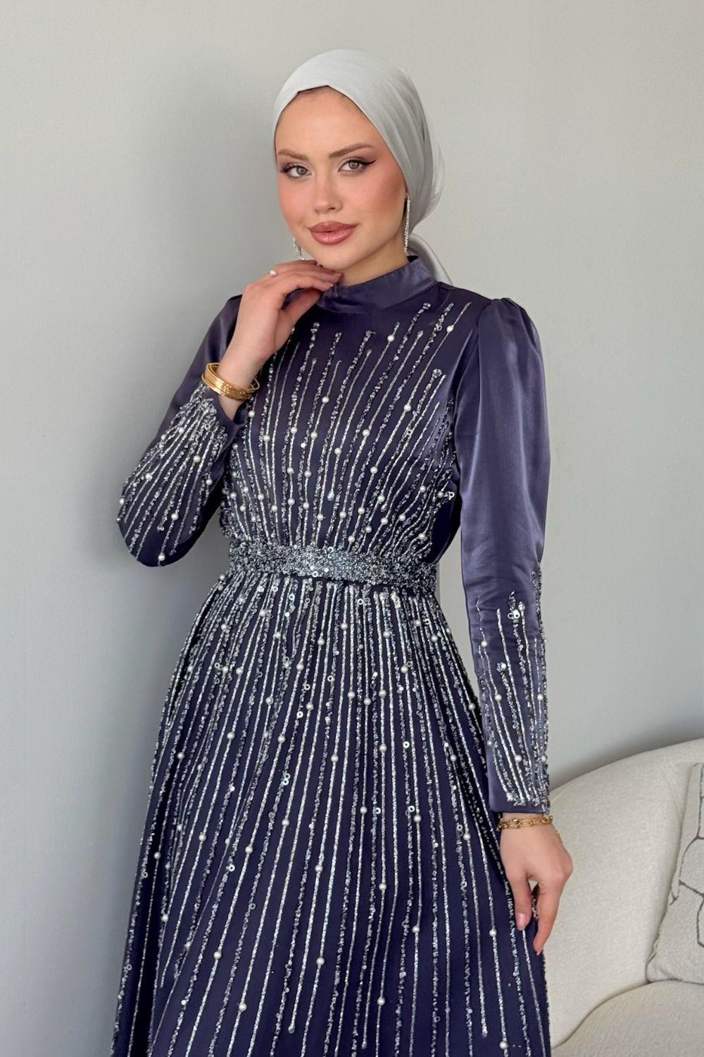 Işıltılı Abiye Mor 2519 