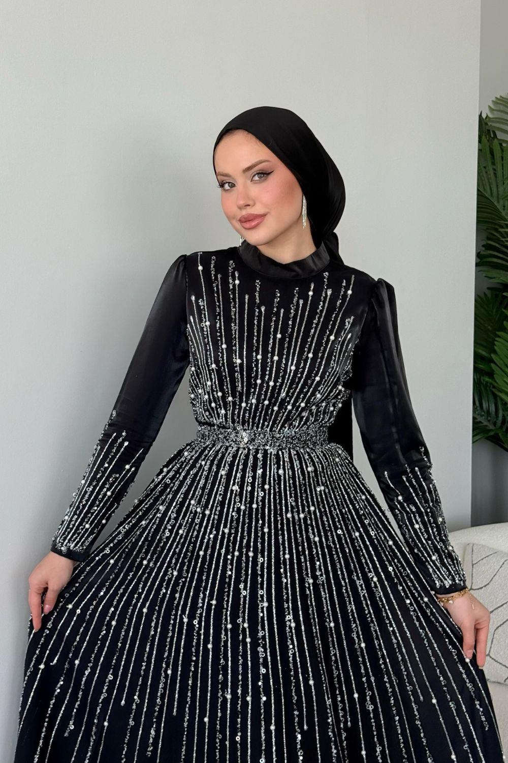 Işıltılı Abiye Siyah 2519 