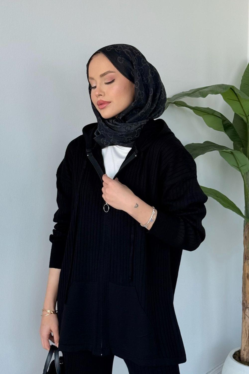 Enji Kapşonlu Takım Siyah 25240 