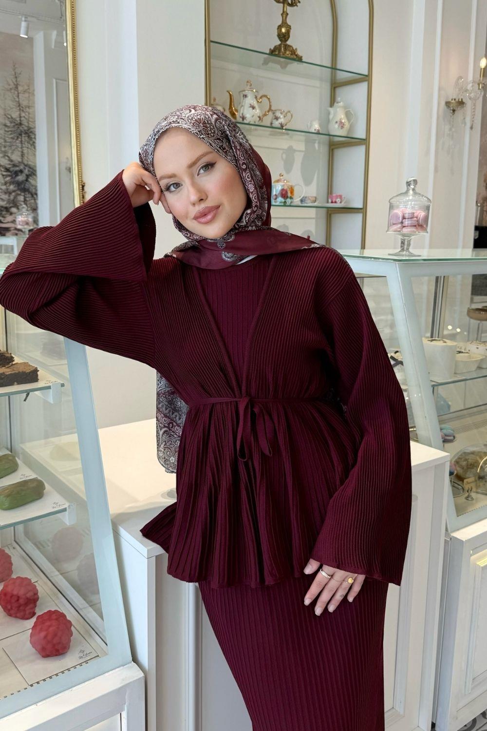 Medusa Jileli Elbise Bordo 25370 