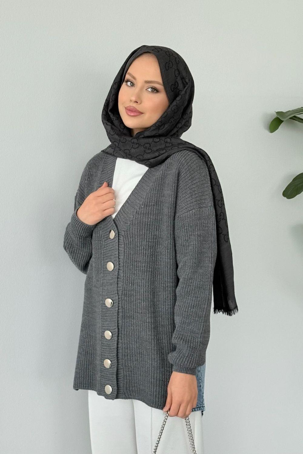 Ritim Yan Arka Kotlu Hırka Füme 2540 