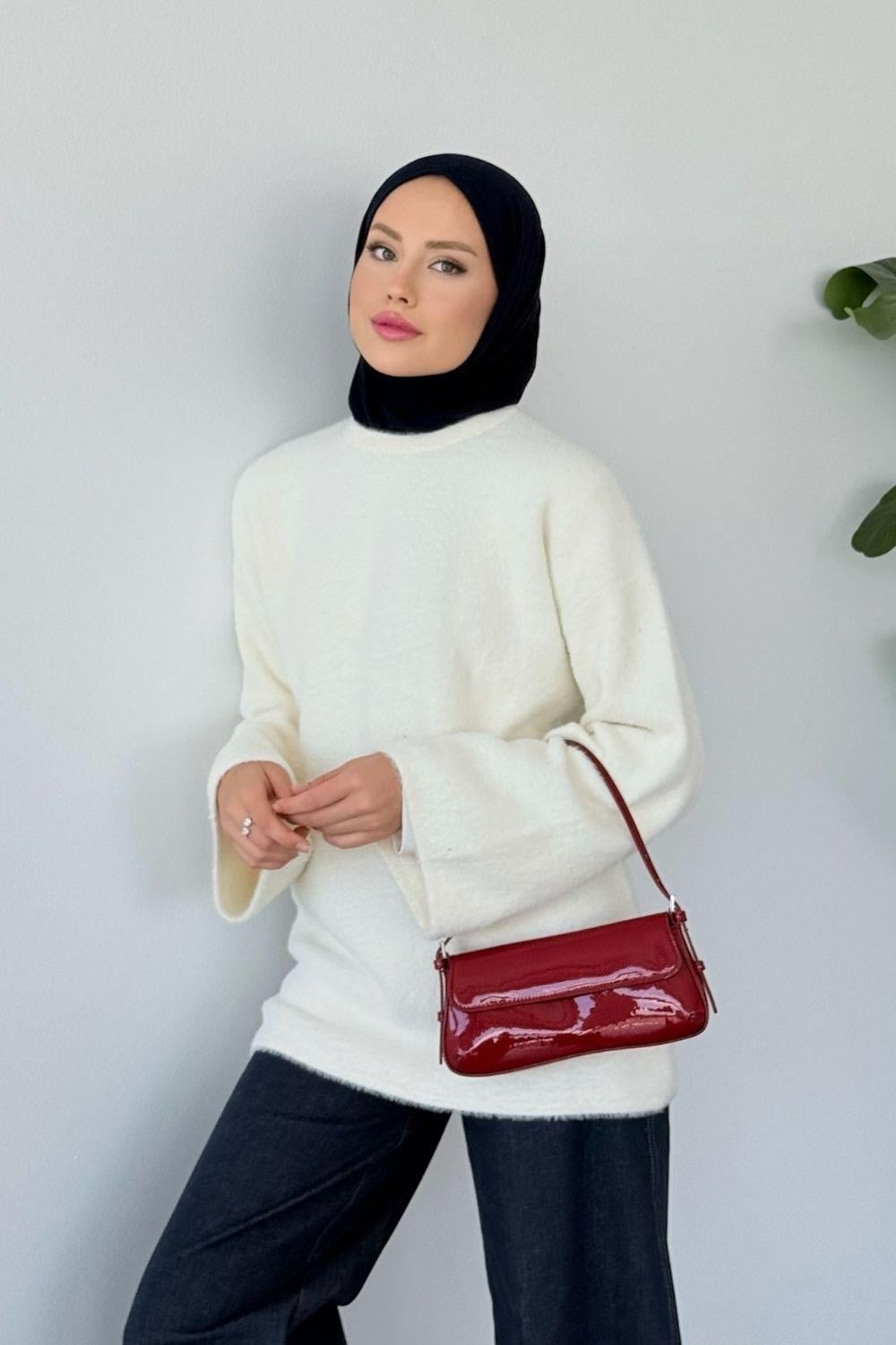 Manolya Kol Salaş Kedi Sakal Bluz Ekru 25440 