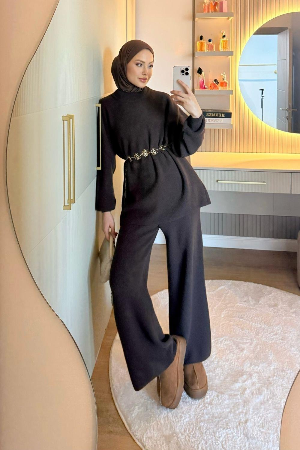 Dilşah Angora Takım Kahverengi 25650 
