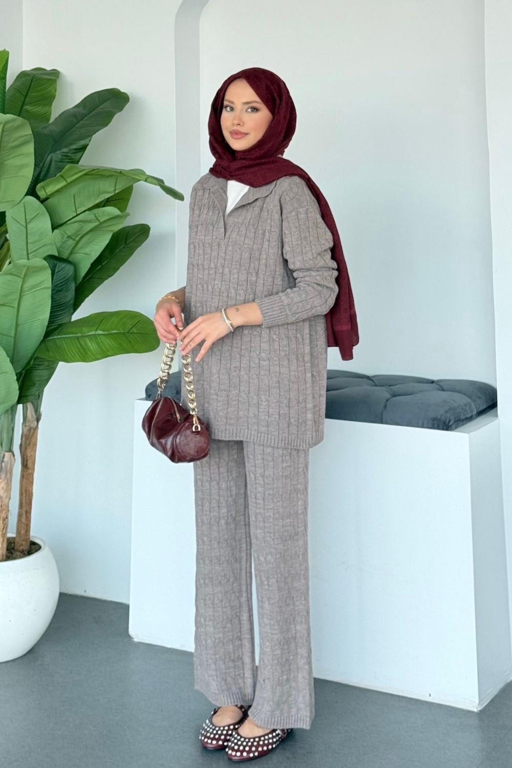 Belinda Gömlek Yaka Takım Vizon 25690 