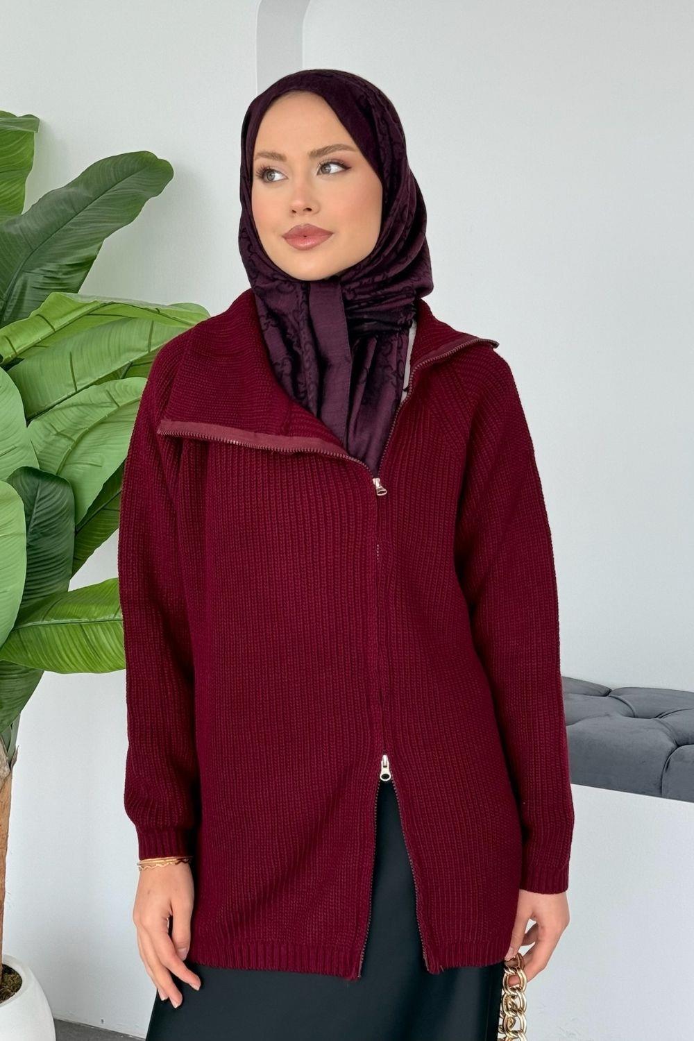 Selanik Yan Fermuarlı Tunik Bordo 2580 