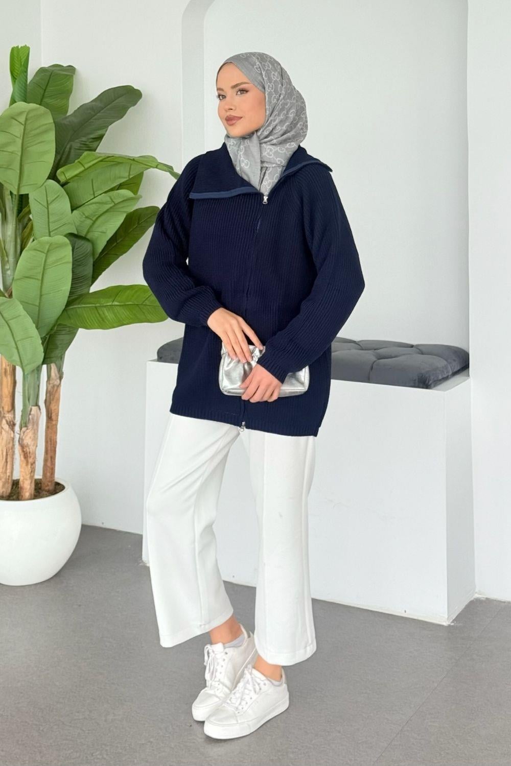 Selanik Yan Fermuarlı Tunik Lacivert 2580 