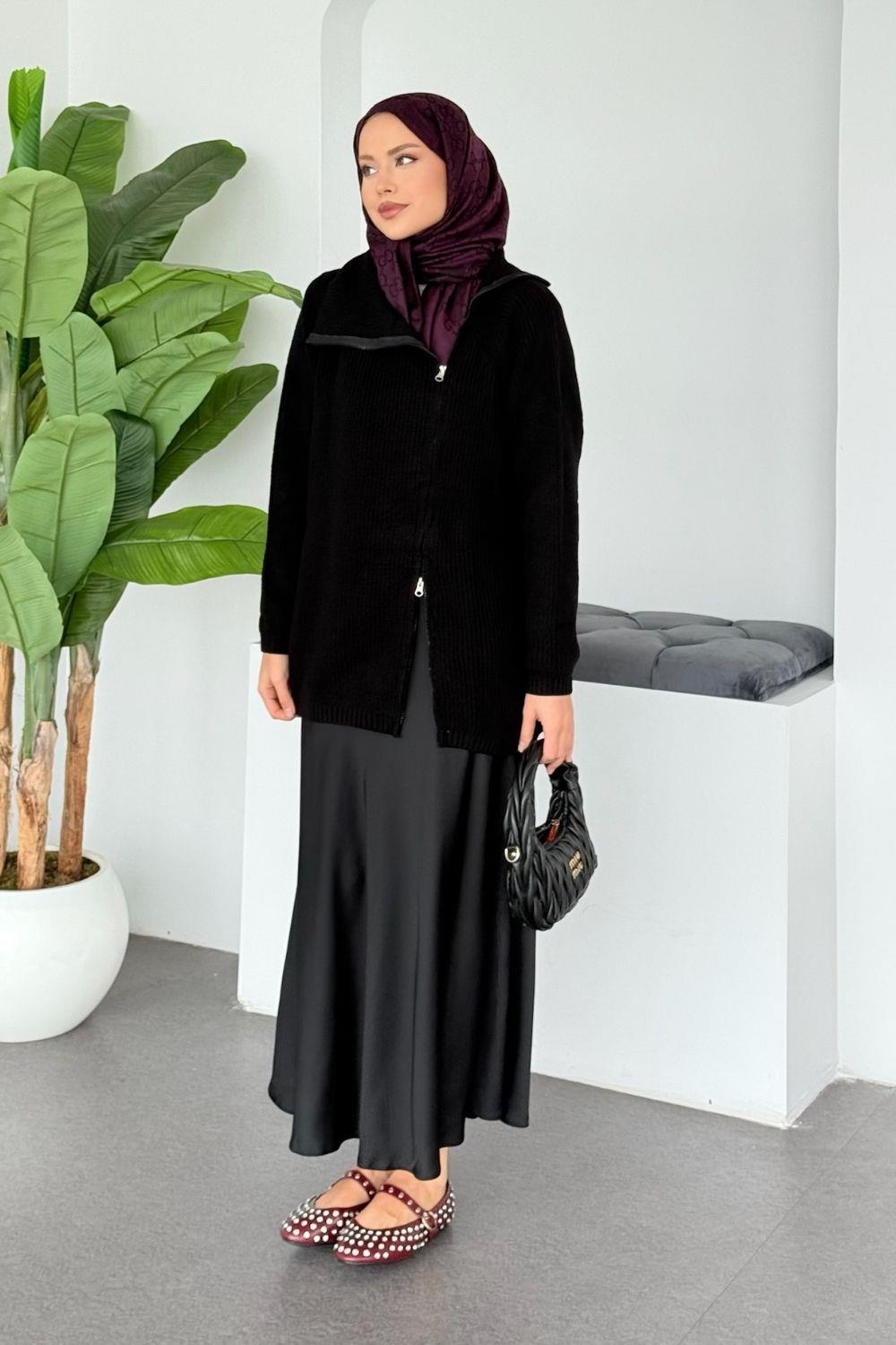 Selanik Yan Fermuarlı Tunik Siyah 2580 
