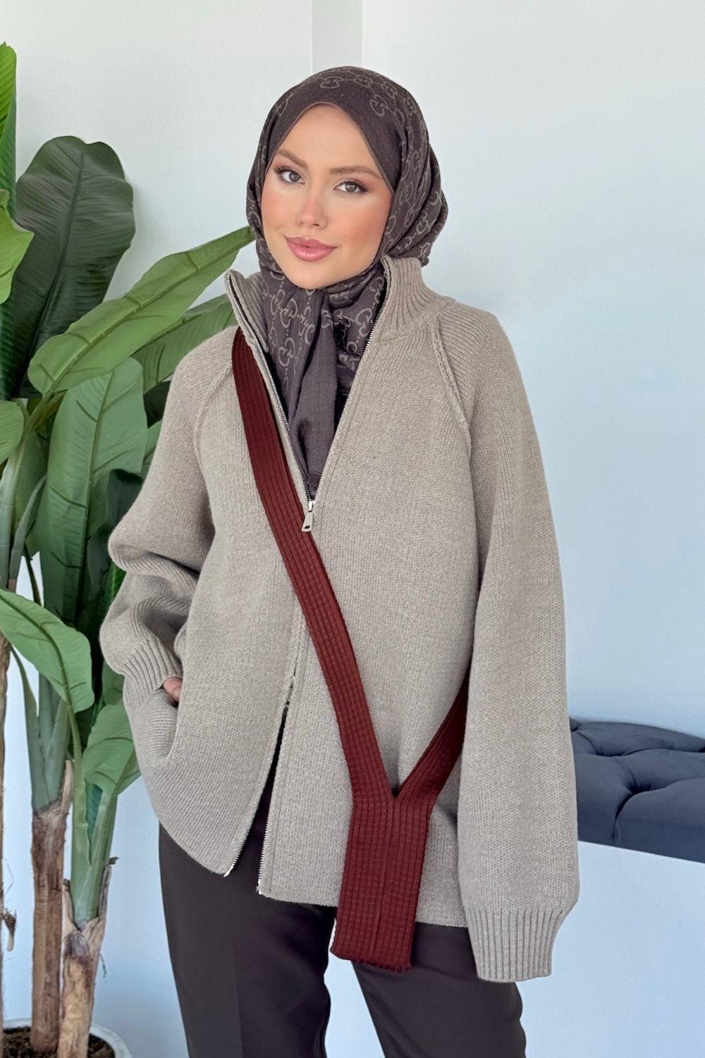 Rosie Fermuarlı Hırka Bej 25800 