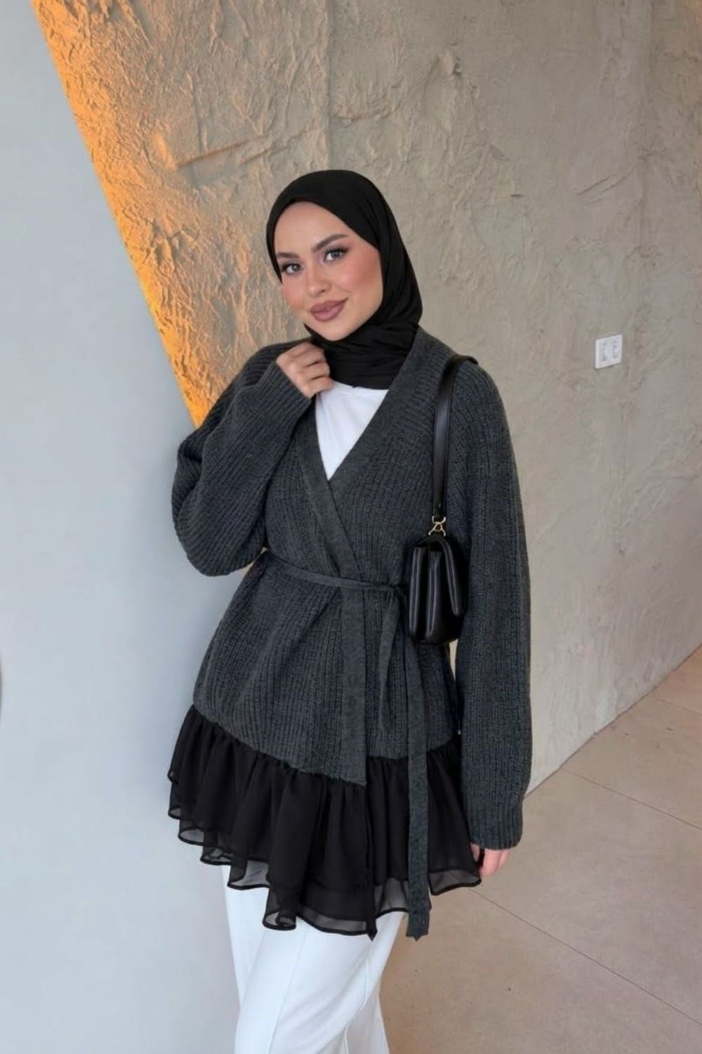 Şifon Detay Hırka Füme 26140 