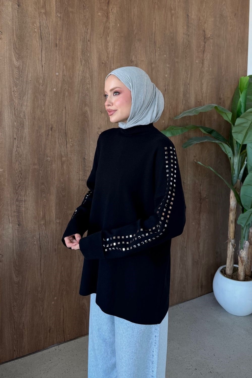 Ekim Taşlı Tunik Siyah 26150 