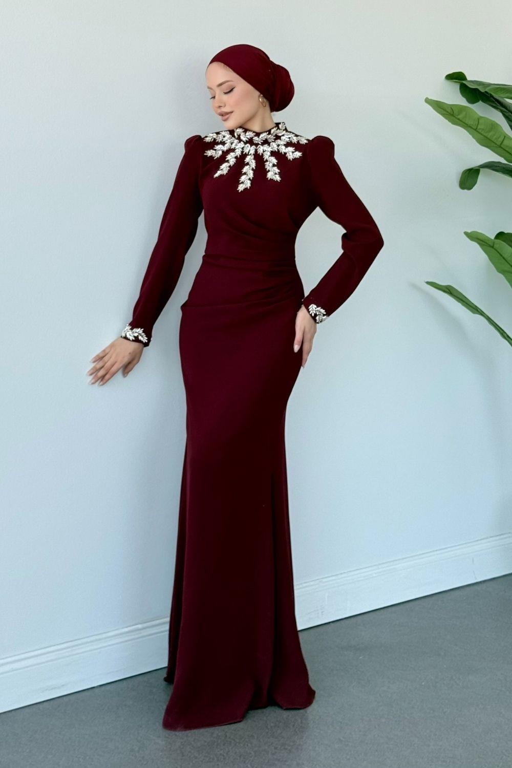 Leyla Abiye Bordo 2616 