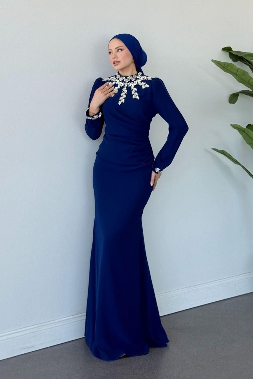 Leyla Abiye Lacivert 2616 
