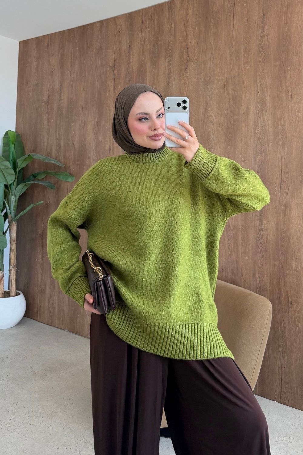 Elya Yumoş Tunik Yağ Yeşili 26194 
