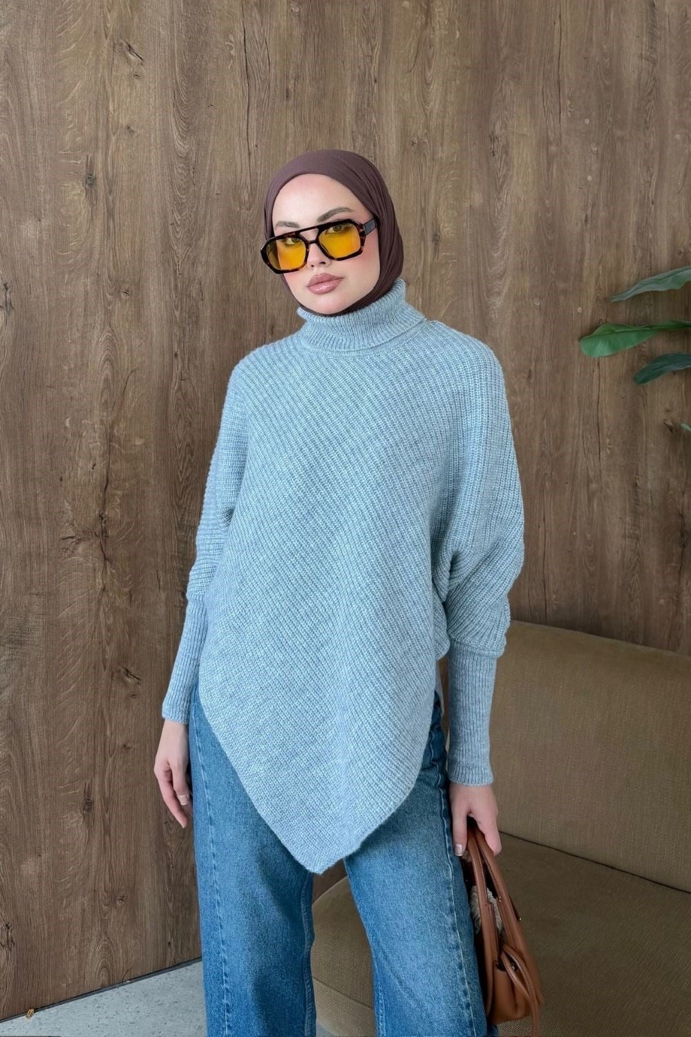 Yumoş Geometri Kemer Dty Kazak Gri 26204 