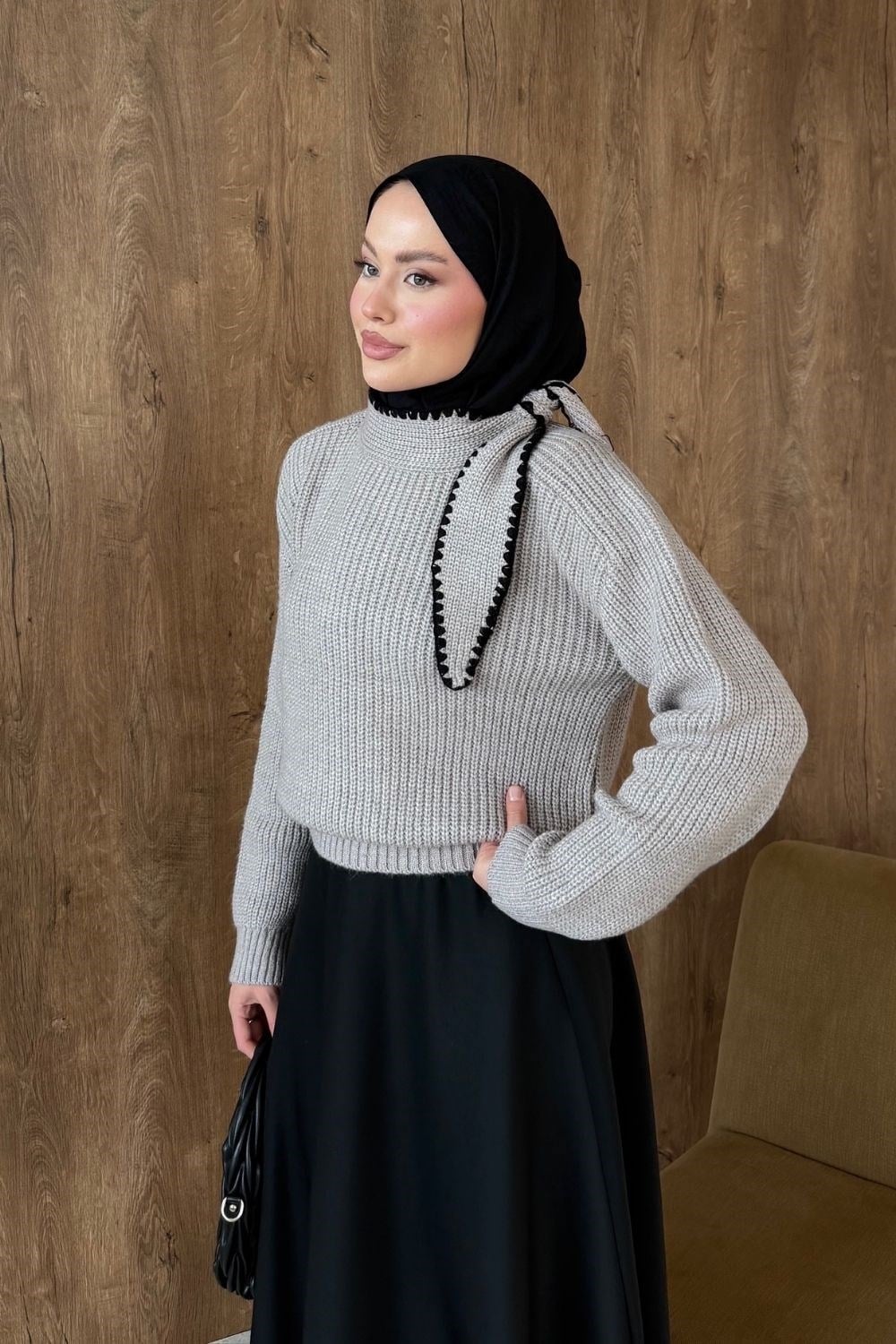 İkonik Yaka Dty Kazak Vizon 2650 
