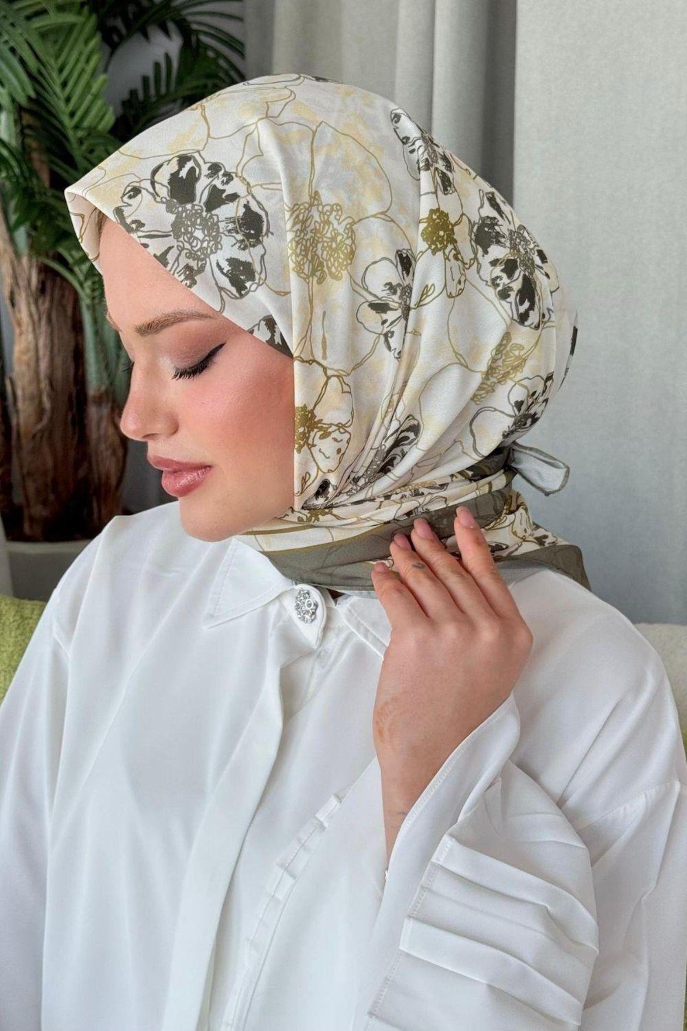Lily Dijital Desenli Eşarp Mint 30120 