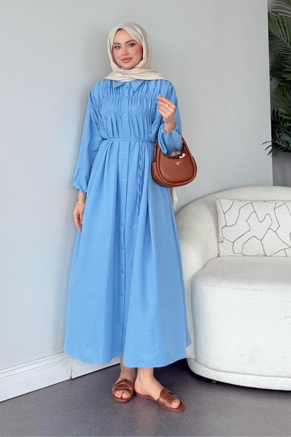 Semiz Gipeli Elbise Bebe Mavisi 30470 