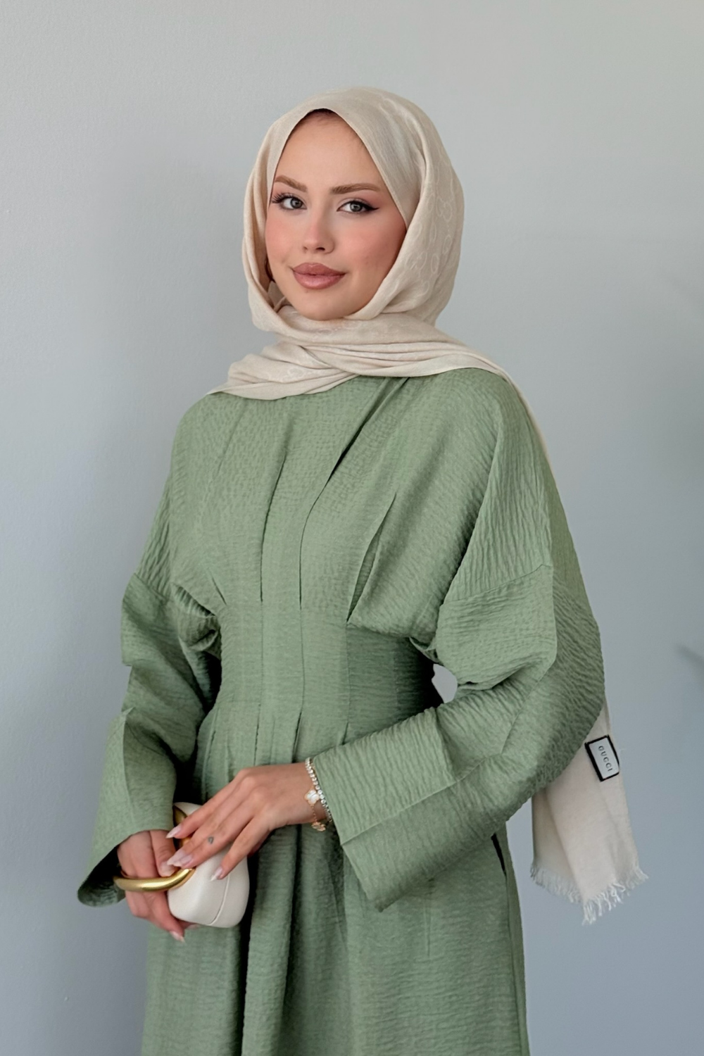 Eyfel Kuşaklı Elbise Mint 3049 