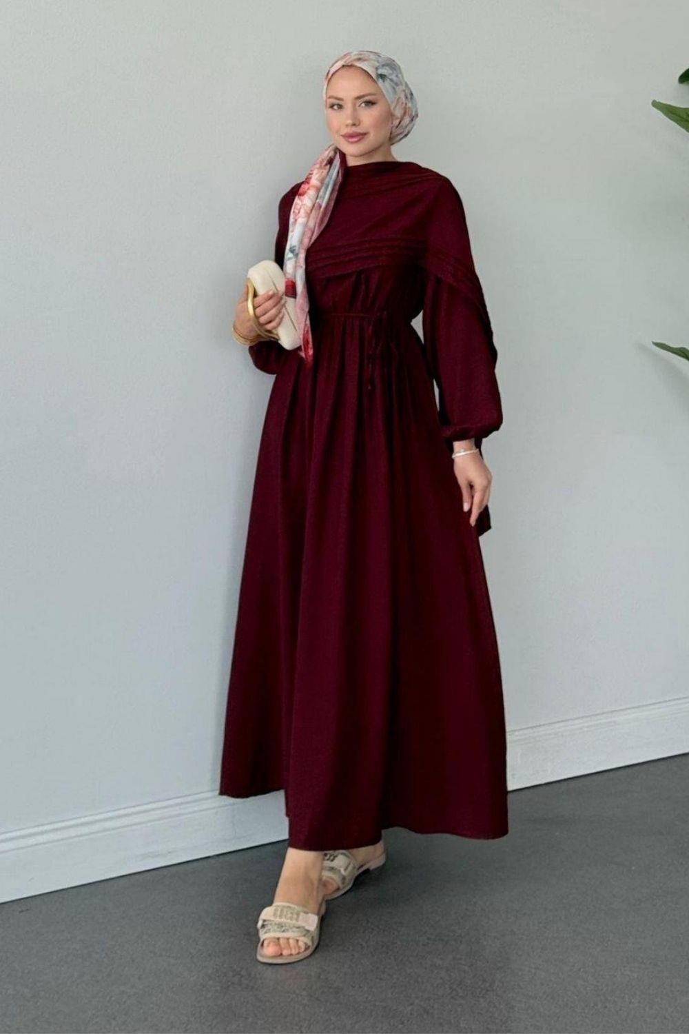 Esinti Elbise Bordo 3050 